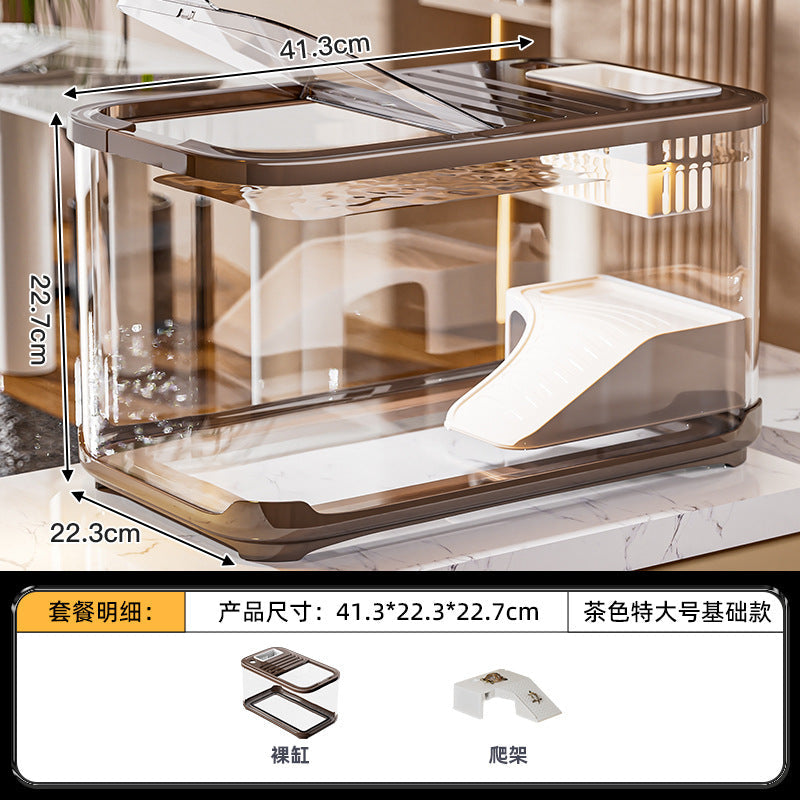 Carefully Selected Accessible Luxury Fish Tank, Household High-End Transparent Living Room Landscaping Ecological Tank with Lid, Entrance Decoration, Plastic Aquarium
