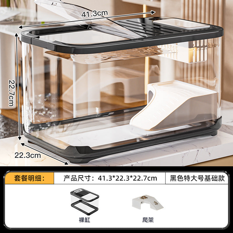 Carefully Selected Accessible Luxury Fish Tank, Household High-End Transparent Living Room Landscaping Ecological Tank with Lid, Entrance Decoration, Plastic Aquarium