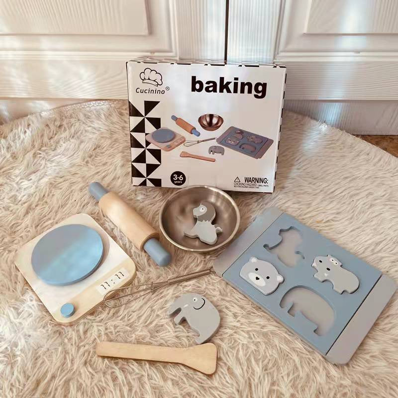 Kids Pretend Play Tea Set & Dessert Set, Role-Play Wooden Toys for Preschool Kindergarten, Imaginative Housekeeping Pretend Play