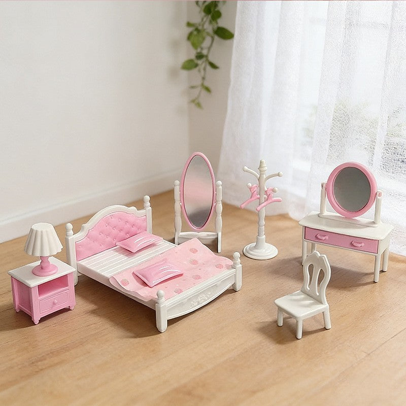 Mini Scene Playset Toy Dollhouse Double-Door Refrigerator Miniature for Pretend Play, Realistic Model