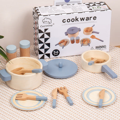 Kids Pretend Play Tea Set & Dessert Set, Role-Play Wooden Toys for Preschool Kindergarten, Imaginative Housekeeping Pretend Play