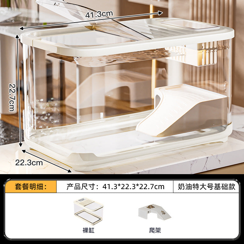 Carefully Selected Accessible Luxury Fish Tank, Household High-End Transparent Living Room Landscaping Ecological Tank with Lid, Entrance Decoration, Plastic Aquarium