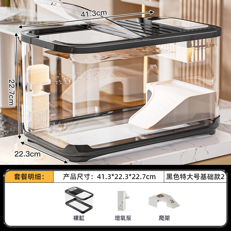 Carefully Selected Accessible Luxury Fish Tank, Household High-End Transparent Living Room Landscaping Ecological Tank with Lid, Entrance Decoration, Plastic Aquarium