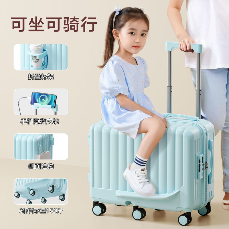 Kids Suitcase Ride-on Carry-On Trolley for Boys & Girls, 20-Inch Small Roller Luggage, Travel Essential