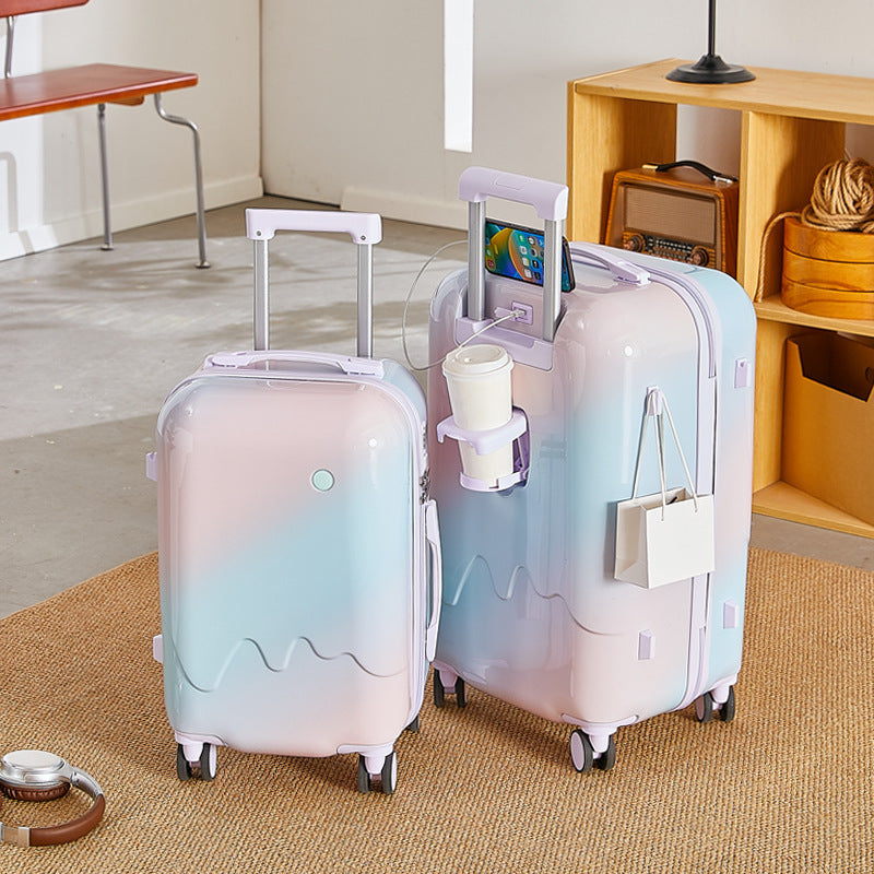 Gradient Ice Cream Suitcase, Popular among Girls, High Appearance Value, 24-Inch Travel Trolley Case, 20-Inch Password Box, Student 26inch