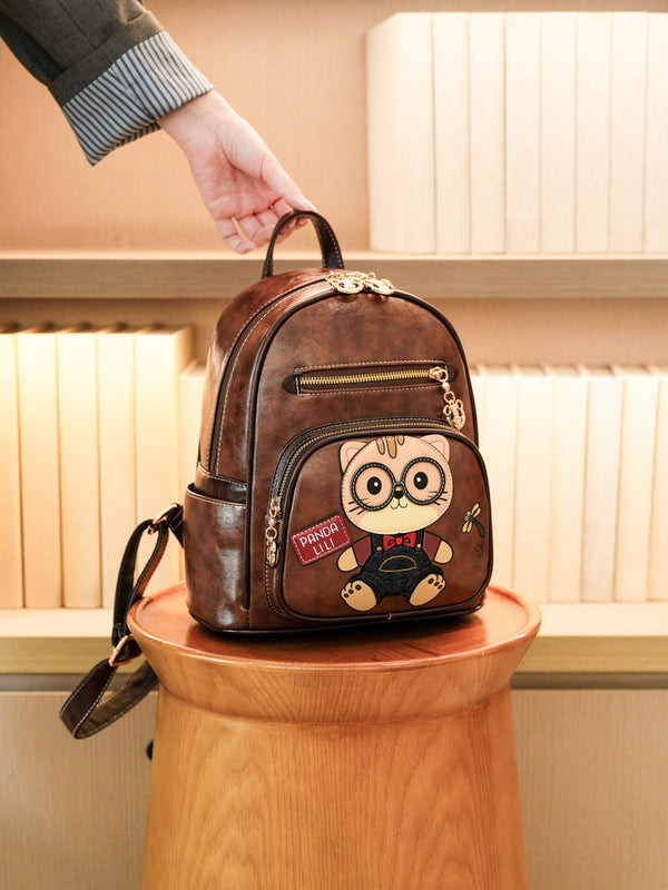 2026 New Women’s Backpack, Versatile Color-Block Cartoon Casual Travel Bag, Minimalist School Bag, Large Capacity, Commuter Daypack