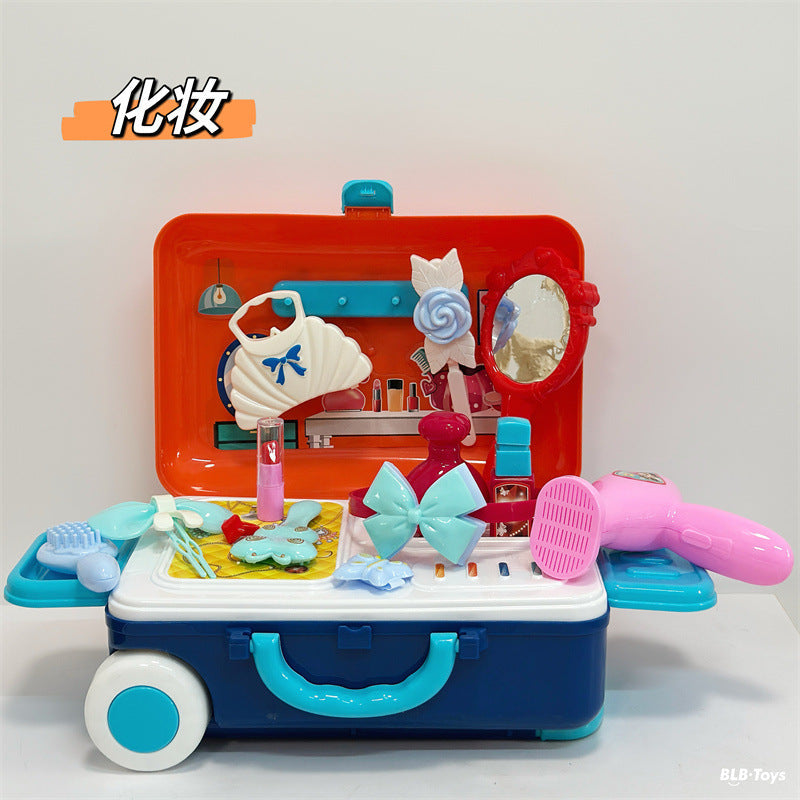 Happy Little Chef Trolley Box Meal Kitchen Utensils Doctor Makeup Craftsman Kidsren's Play House Toys Educational Baby