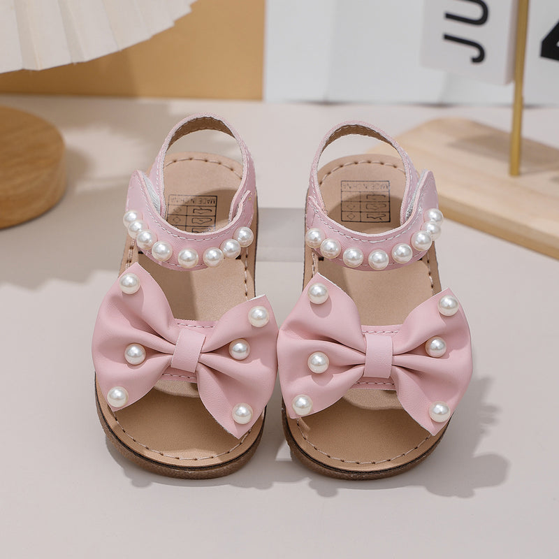 Girls' Bow Princess Sandals 2025 Summer New Style Korean Soft-Soled Shoes Kids Open-Toe Beach Sandals
