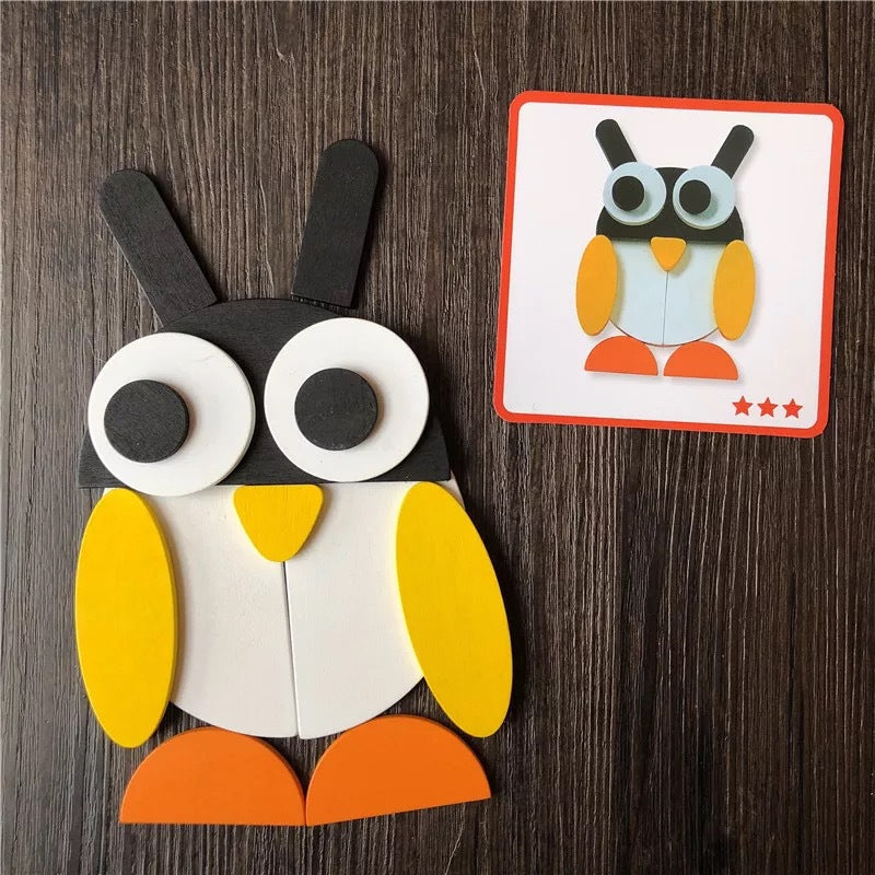 Montessori Puzzle Early Education Tangram Children's Educational Toys Animal 3D Puzzle Baby Kindergarten Gift Wholesale