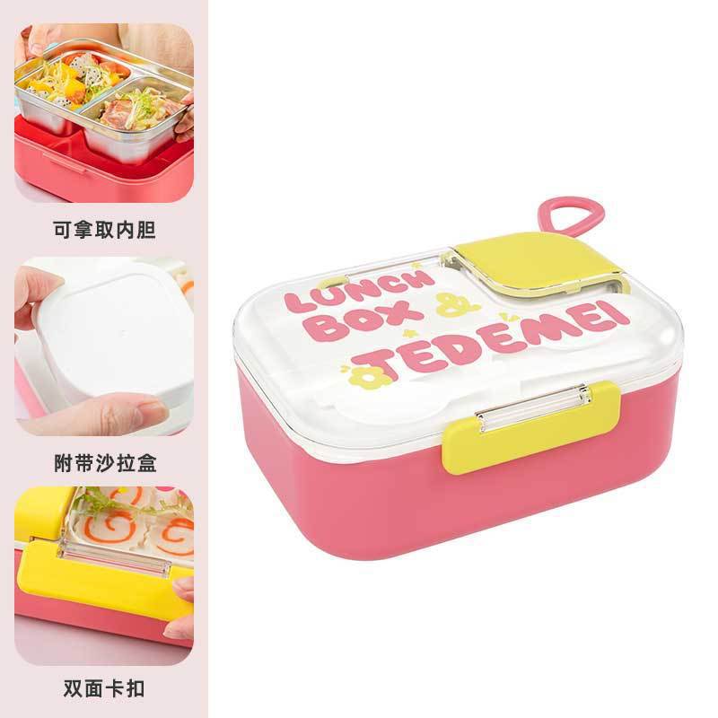 304 Stainless Steel Lunch Box Insulated Food Container, Lunchbox for Office Workers, Students, Kids, with Utensil Spoon, Food-Grade Fresh-Keeping Box
