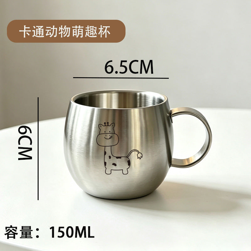 304 Stainless Steel Anti-Bacterial Kids Water Cup, Heat-Resistant and Drop-Proof Toddler Drinking Cup, Nursery Baby Milk Cup for Home