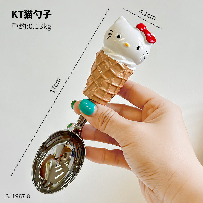 Cute Cat Spoon for Personal Use, High-End and Exquisite Ice Cream Spoon for Girls, Food-Grade Apple Corer