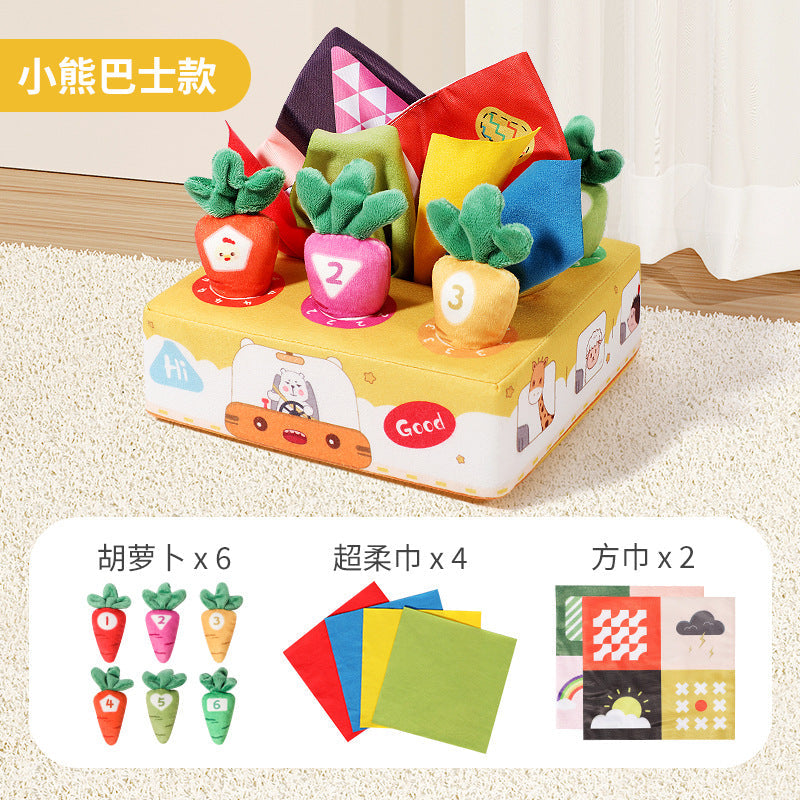 Pull the Turnip Baby Toy Tissue Box Teether for Infants and Toddlers—Chewable, Realistic “Tear-Not” Play for Boys