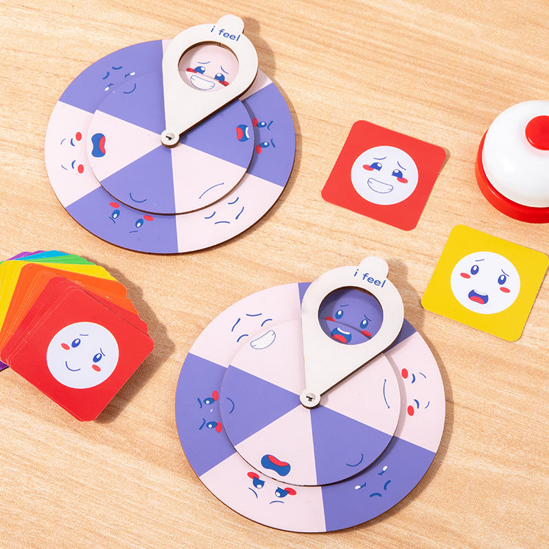 Kids Parent-Child Interactive Face-Change Expression Wooden Desktop Game Spinner Preschool Learning Enlightenment Educational Toy