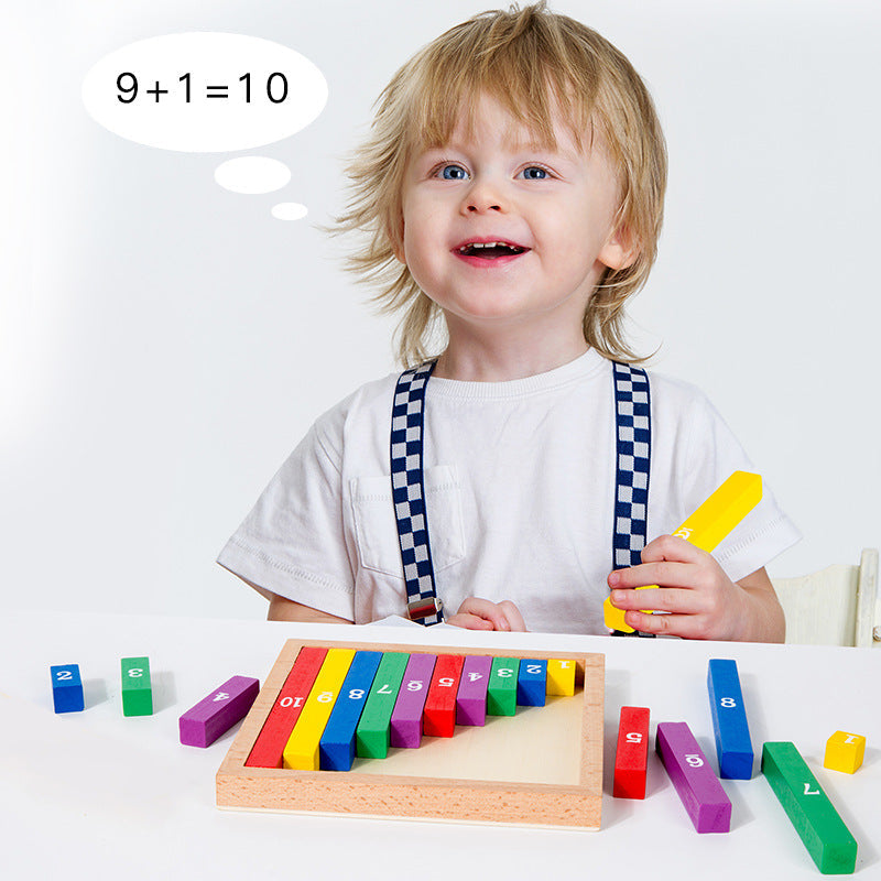 Children's Montessori Teaching Aids Mathematics Early Education Montessori Colorful Number Stick Teaching Wooden Toys Cross-Border