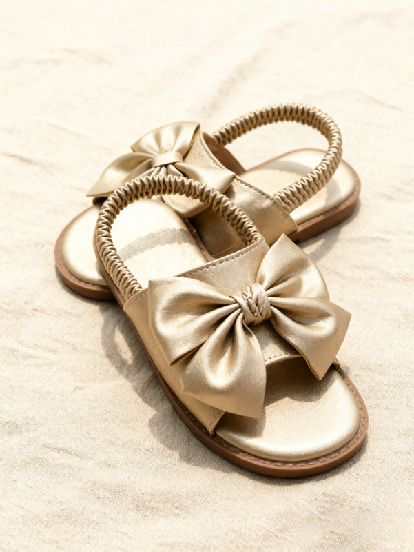 2026 Summer Girls’ Two-Way Sandals with Bow Details, Slip-On Slides with Ankle Strap, Soft Sole Anti-Slip Versatile Princess Shoes for Everyday Wear