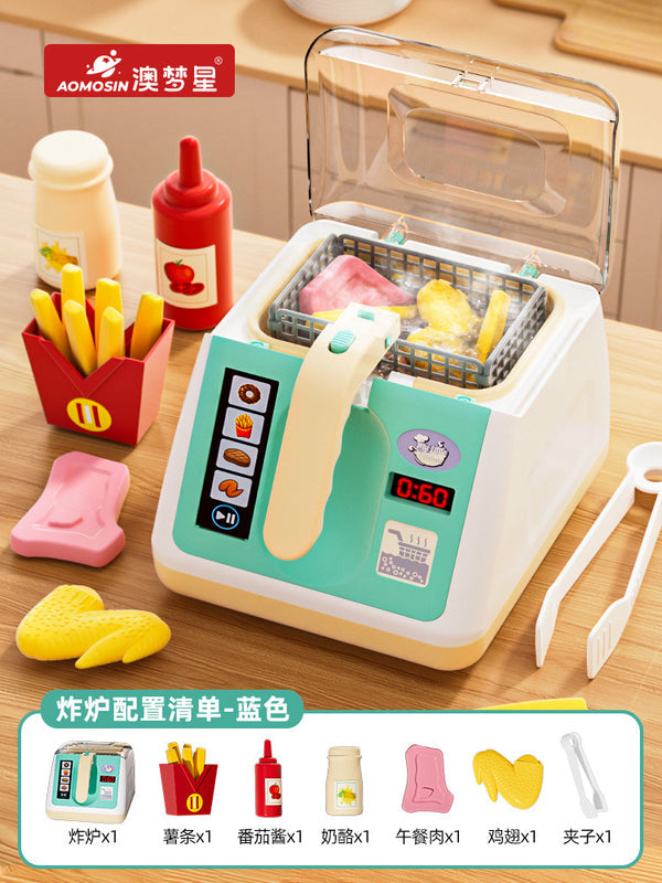 Dream Star Kids Pretend Play Kitchen Toy Color-Changing “Explosion” Oven Baby Cooking Set—Pretend Fries & Rice for Girls’ Playtime Gift