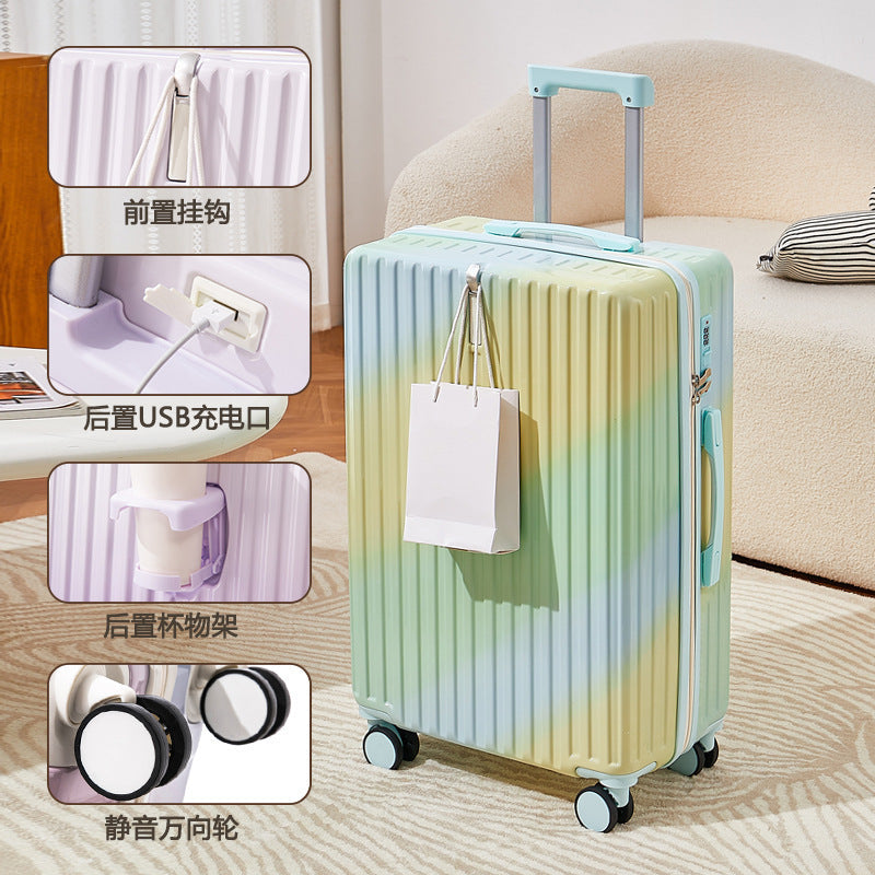 Gradient Color Suitcase for Women with Good Looks, 20inch Large Capacity Trolley Suitcase for Students, 24inch Multifunctional 26inch