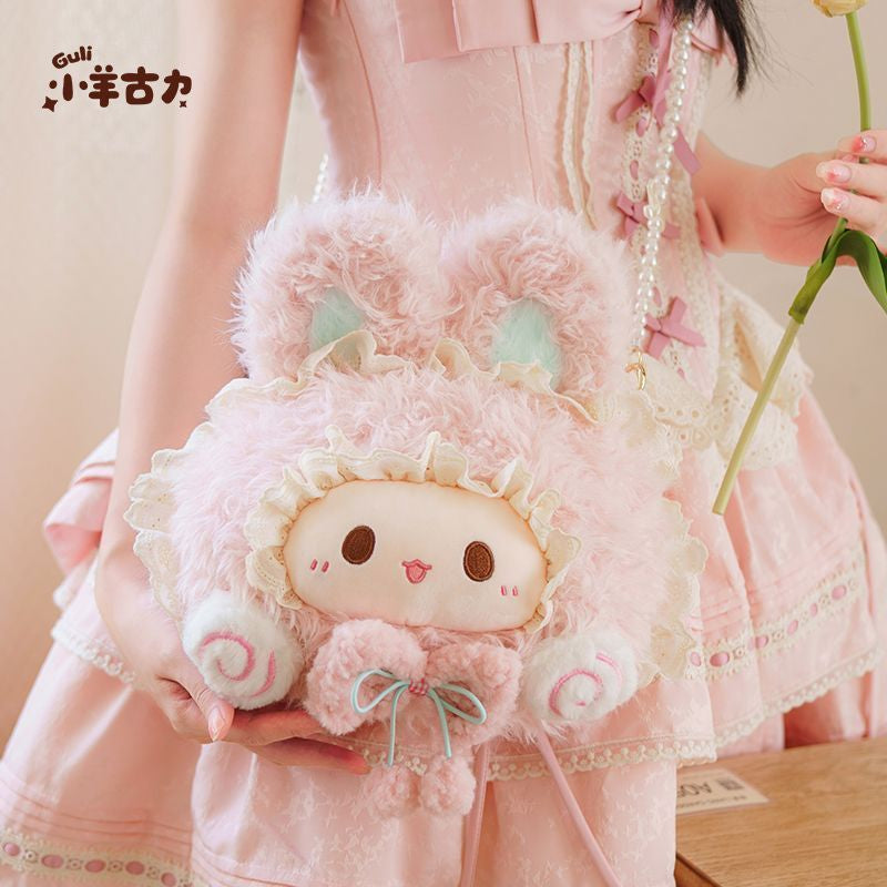 [Purple Summer] Rubitu Rabbit Cute Plush Backpack, Lolita Big Face Crossbody Bag