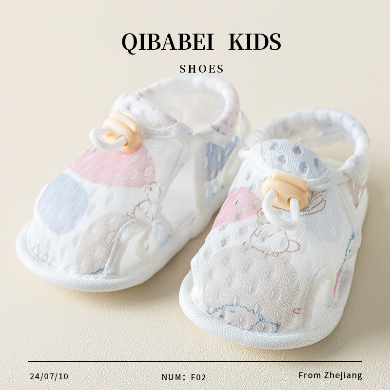 QIBABEI Summer Baby Shoes, Breathable Mesh Soft Sole 0-1 Year Old First Walkers Shoes, Unisex Baby Indoor Shoes