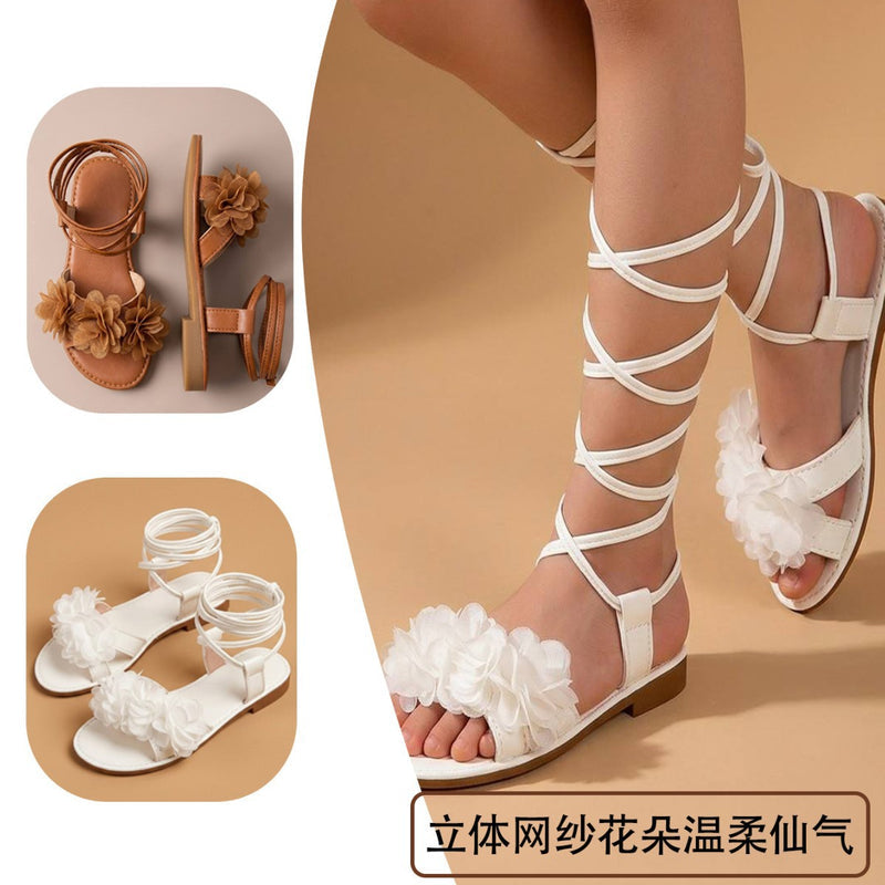 Girls’ Soft Sole Anti-Slip Breathable Kids Sandals, Summer 2026 New Lightweight Fashion Casual Roman Sandals