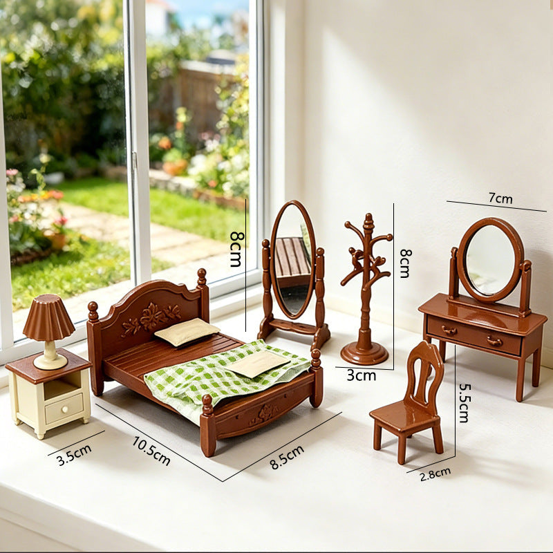Mini Scene Playset Toy Dollhouse Double-Door Refrigerator Miniature for Pretend Play, Realistic Model