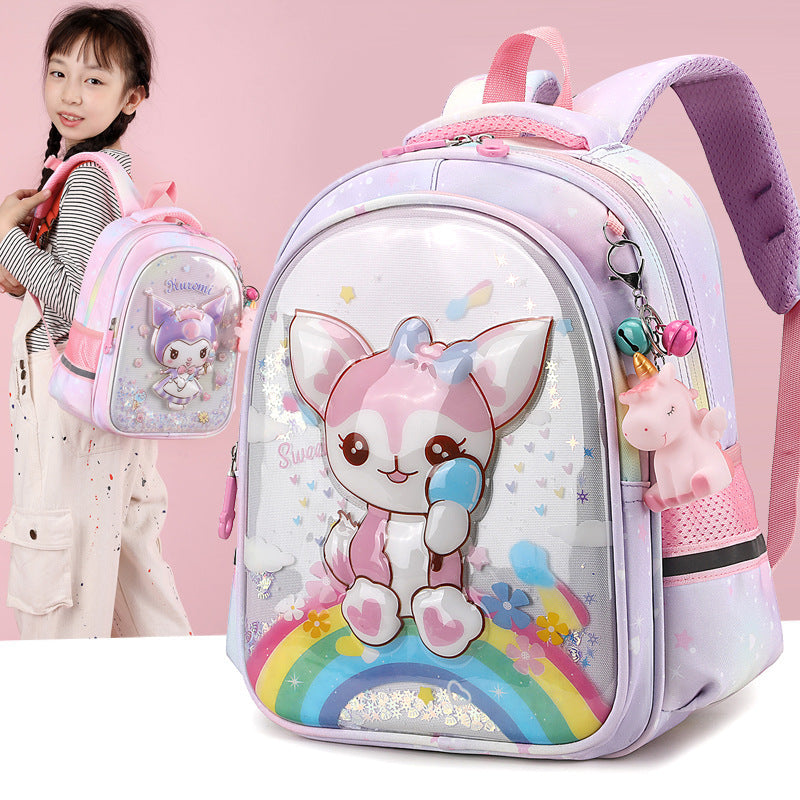 Children's Schoolbags Cartoon Cute Kuromi Baby Kindergarten Backpack Burden-Reducing Primary School Students First and Second Grade Backpack