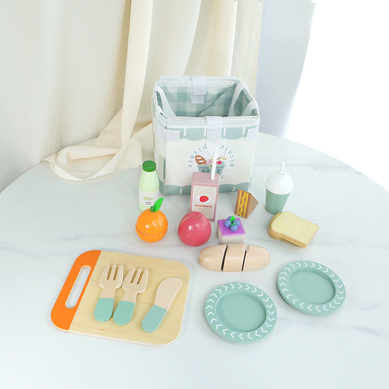 Kids Pretend Play Tea Set & Dessert Set, Role-Play Wooden Toys for Preschool Kindergarten, Imaginative Housekeeping Pretend Play