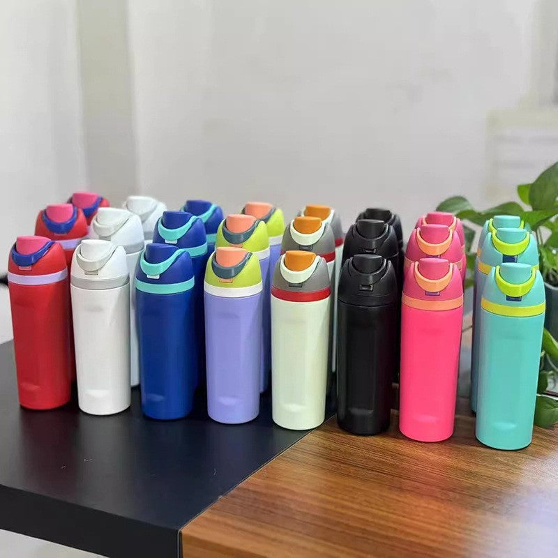 Cross-Border Fruit Cup Owala Style Thermos Cup Large Capacity Double-Layer Vacuum Sports Water Bottle Outdoor Handle Water Bottle