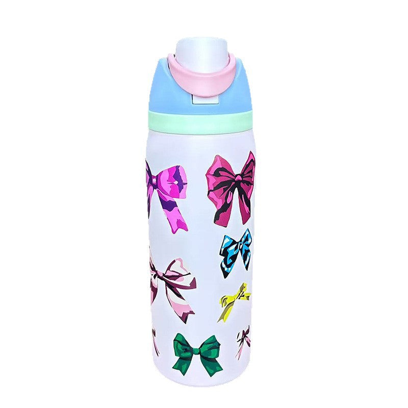 Cross-Border Fruit Cup Owala Style Thermos Cup Large Capacity Double-Layer Vacuum Sports Water Bottle Outdoor Handle Water Bottle