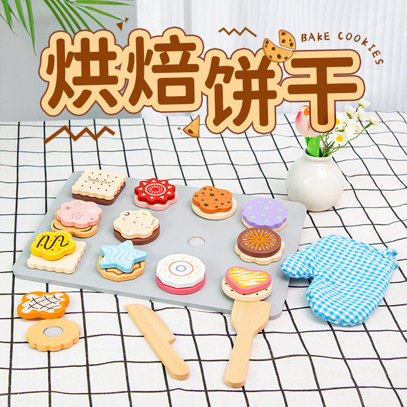 Kids Pretend Play Tea Set & Dessert Set, Role-Play Wooden Toys for Preschool Kindergarten, Imaginative Housekeeping Pretend Play