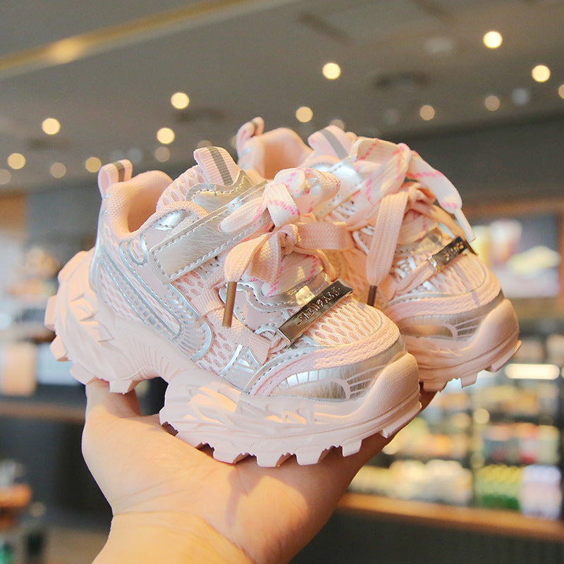 Kids Sneakers, Breathable Mesh Spring & Autumn Shoes for Girls & Boys, Fashion Chunky Platform “Dad” Shoes, Tire Sole