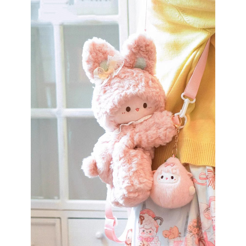 Cross-Border Fashion Cute Rubitu Pink Bunny Plush Crossbody Bag for Kids—Child’s Doll Bag, Girls’ Backpack