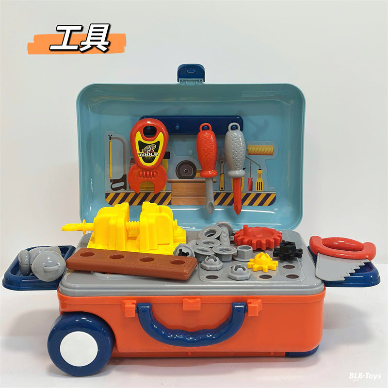 Happy Little Chef Trolley Box Meal Kitchen Utensils Doctor Makeup Craftsman Kidsren's Play House Toys Educational Baby