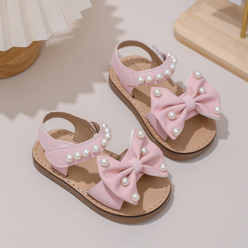 Girls' Bow Princess Sandals 2025 Summer New Style Korean Soft-Soled Shoes Kids Open-Toe Beach Sandals