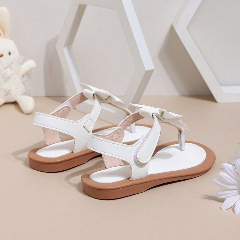 Cross-Border Trade Children’s Sandals with Bow, Toe-Open Soft Sole, Thong-Style Outdoor Beach Sandals