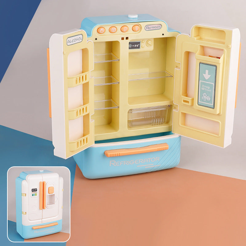 Kids Pretend Play Kitchen Large-Size Realistic Spray Toy Fridge Freezer, Unisex Educational Gift for Boys and Girls Birthday