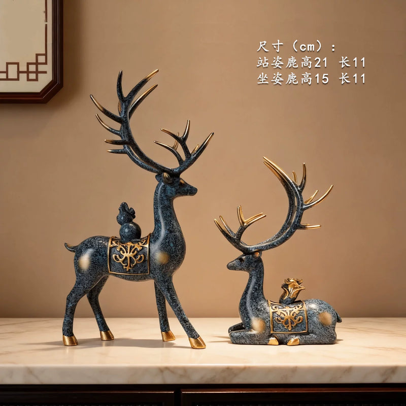 Wealth-Bringing Deer Sand Art Sandglass Flowing Display, Premium Home Decor for Living Room Wine Cabinet, Entryway & TV Console, New Home Gift