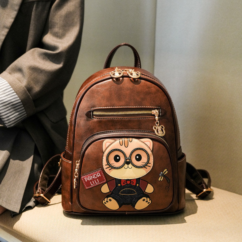 2026 New Women’s Backpack, Versatile Color-Block Cartoon Casual Travel Bag, Minimalist School Bag, Large Capacity, Commuter Daypack