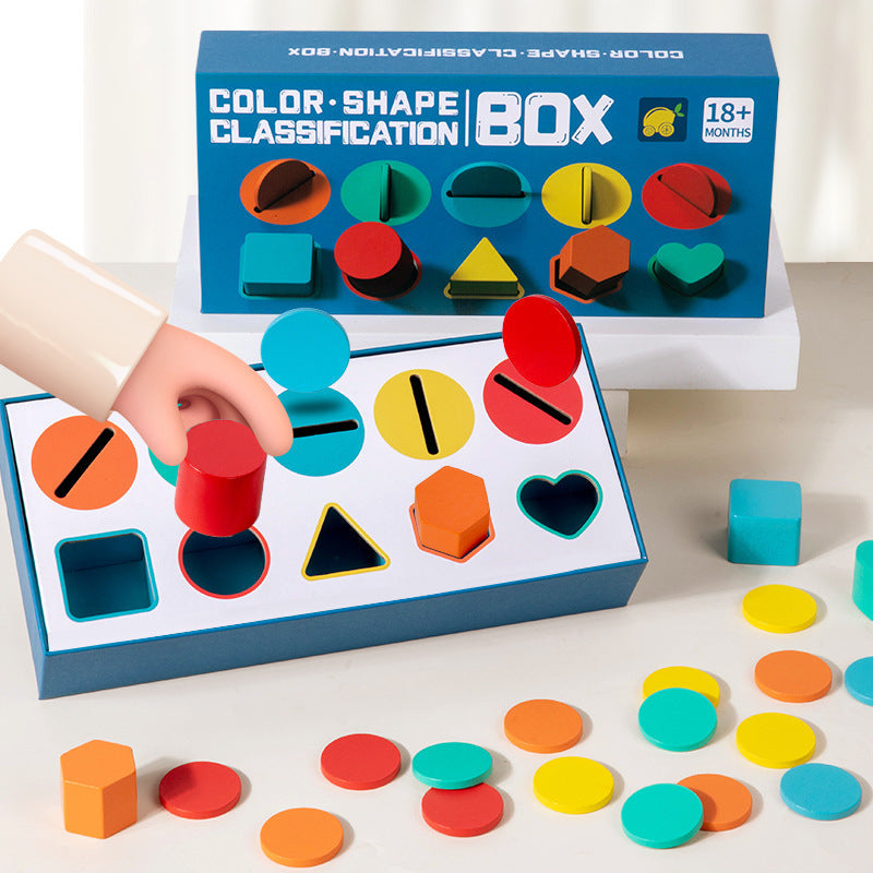 Montessori Teaching Aids for Babies, Geometric Shape Classification Box, Cognitive Matching, Color Recognition, Suitable for Children Aged 4 to 6 Years Old