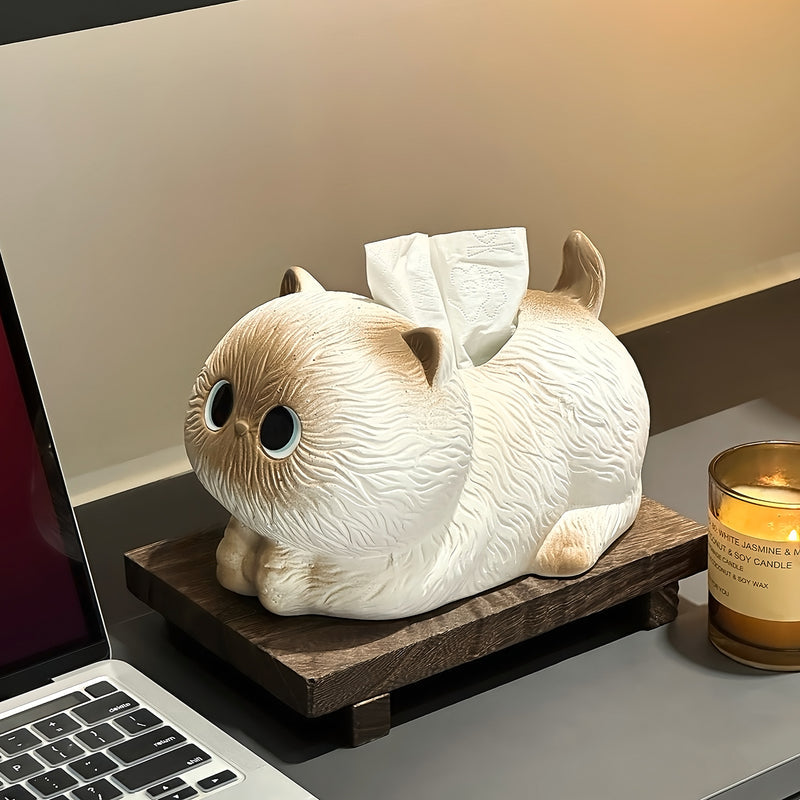 Adorable Siamese Cat Tissue Box Cute Napkin Holder for Living Room Coffee Table—Creative Home Paper Towel Dispenser