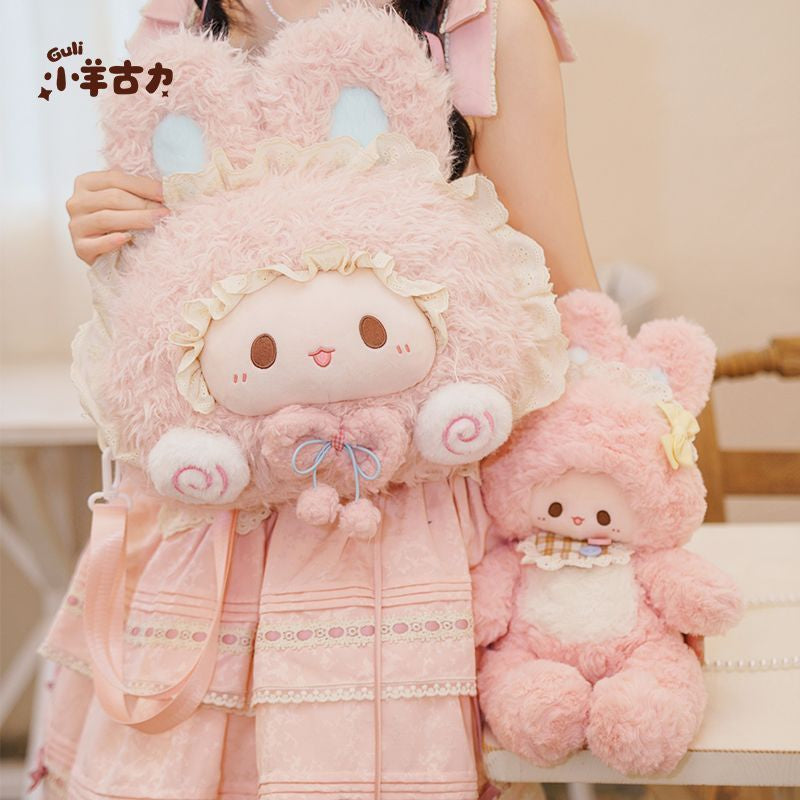 [Purple Summer] Rubitu Rabbit Cute Plush Backpack, Lolita Big Face Crossbody Bag