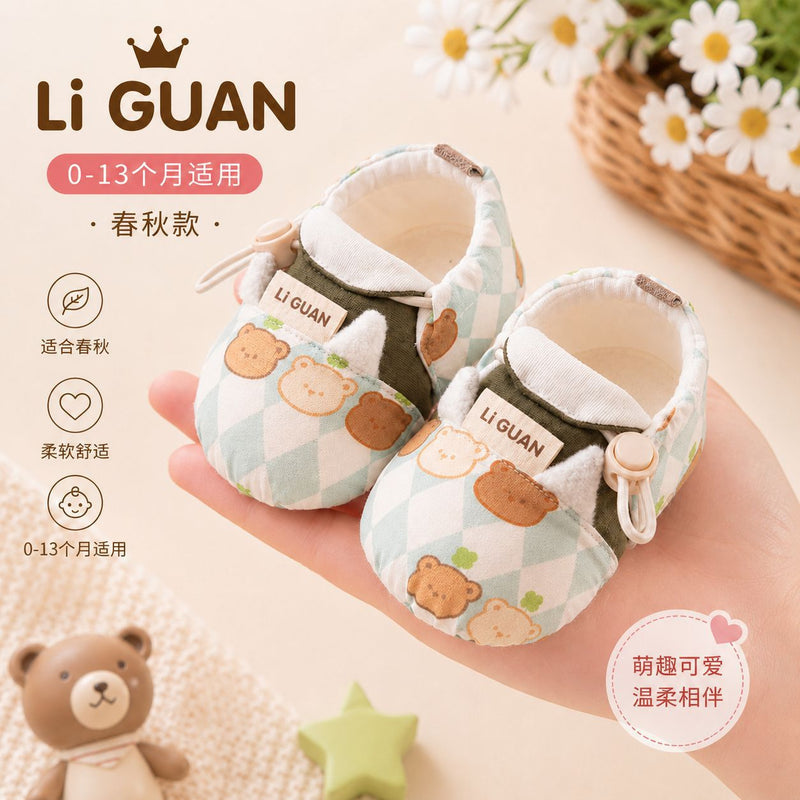 Spring and Autumn Baby Shoes 0-3-6 Months Soft Sole Anti-Slip Breathable Newborn Infant Spring Baby Shoes and Socks Pre-Walking Shoes