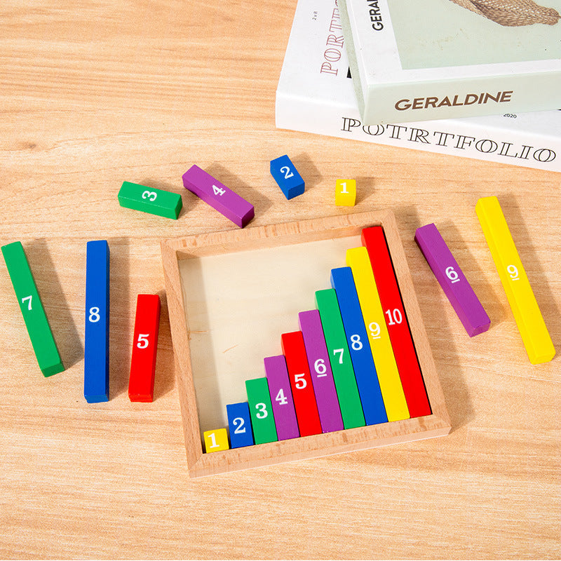 Children's Montessori Teaching Aids Mathematics Early Education Montessori Colorful Number Stick Teaching Wooden Toys Cross-Border