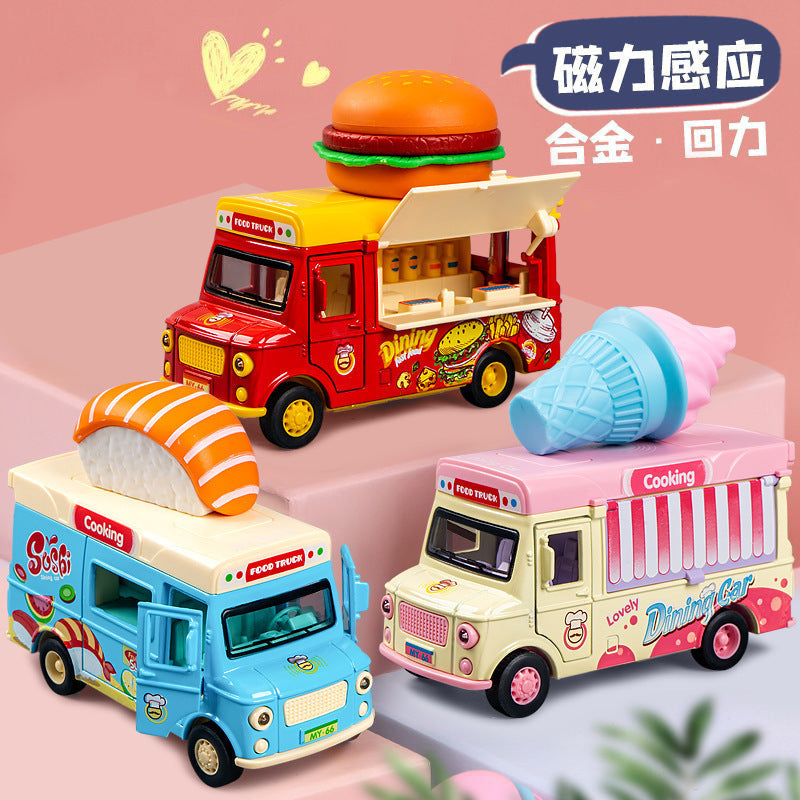 Magnetic Alloy Ice Cream Burger & Popsicle Playset for Kids (Boys & Girls) — Pretend Kitchen Toy Cart