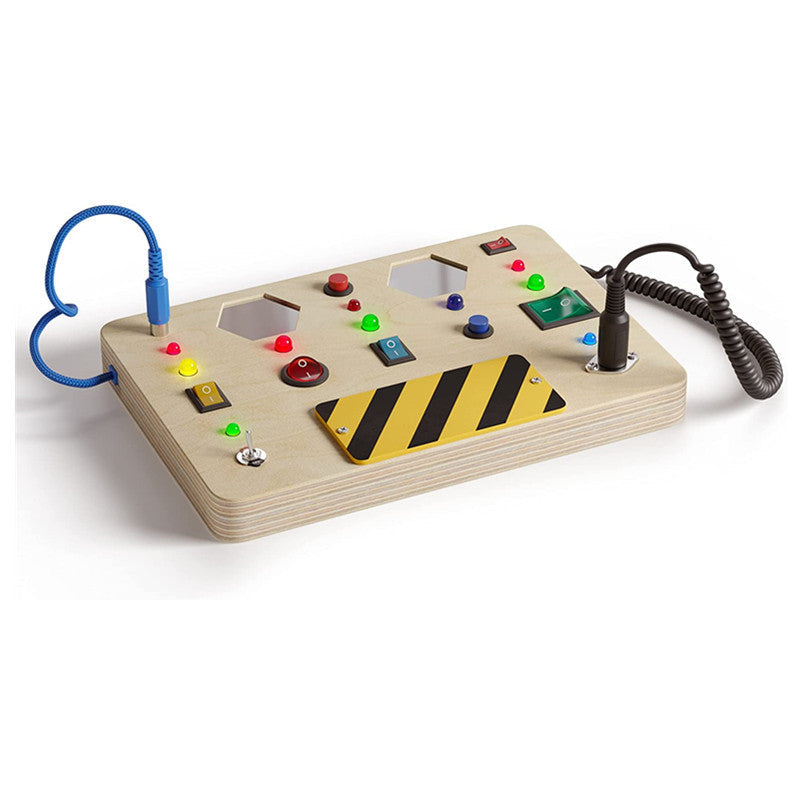Cross-border Montessori LED electronic wooden busy board children's educational switch button cognitive toy set