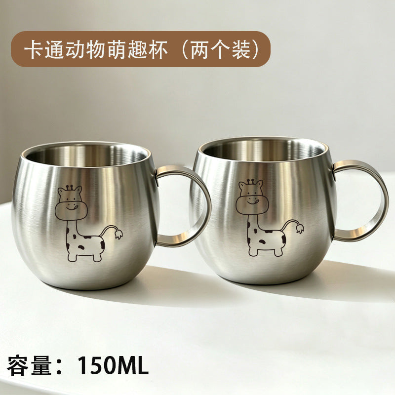 304 Stainless Steel Anti-Bacterial Kids Water Cup, Heat-Resistant and Drop-Proof Toddler Drinking Cup, Nursery Baby Milk Cup for Home