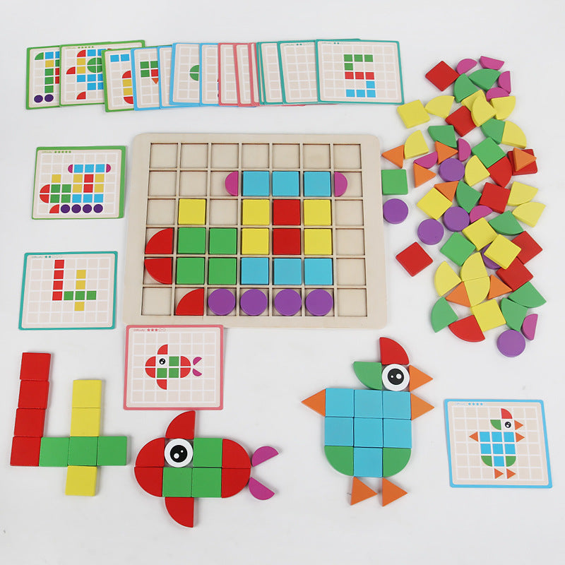 Wooden Creative Shape Puzzle Montessori Teaching Aids Children's Early Education Educational Toys Intellectual Development