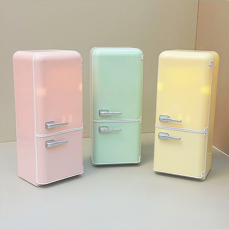 Hot Cross-Border Bestseller 1:12 Mini Light-Up Food Playset Refrigerator Toy Dollhouse Scene Decor