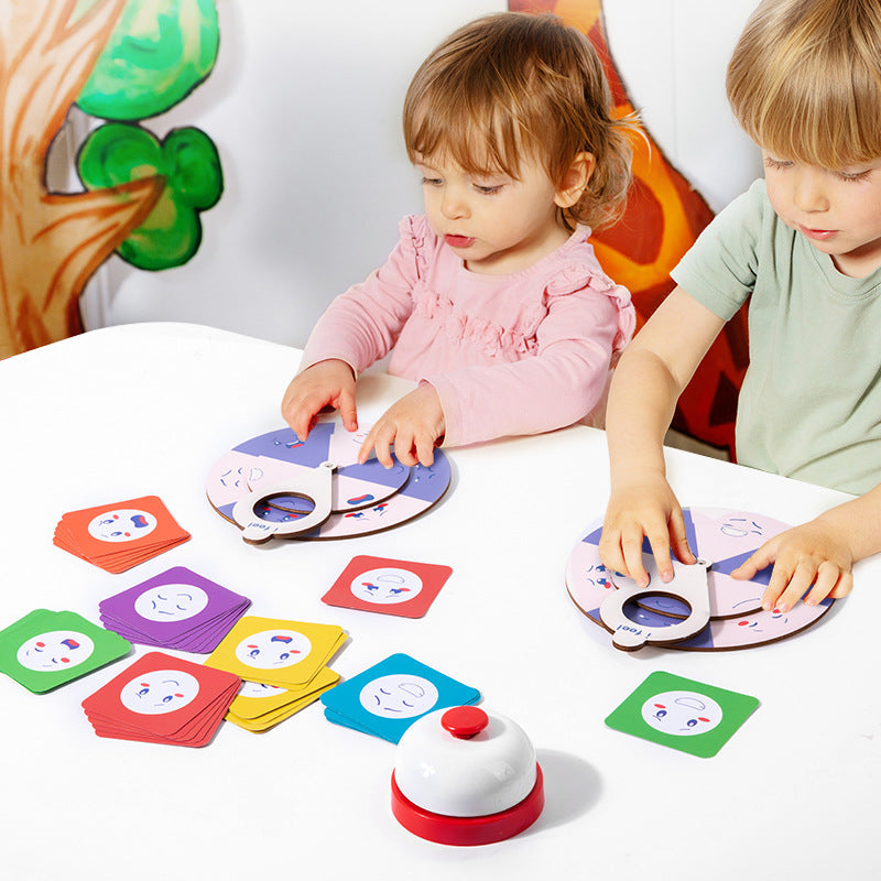 Kids Parent-Child Interactive Face-Change Expression Wooden Desktop Game Spinner Preschool Learning Enlightenment Educational Toy